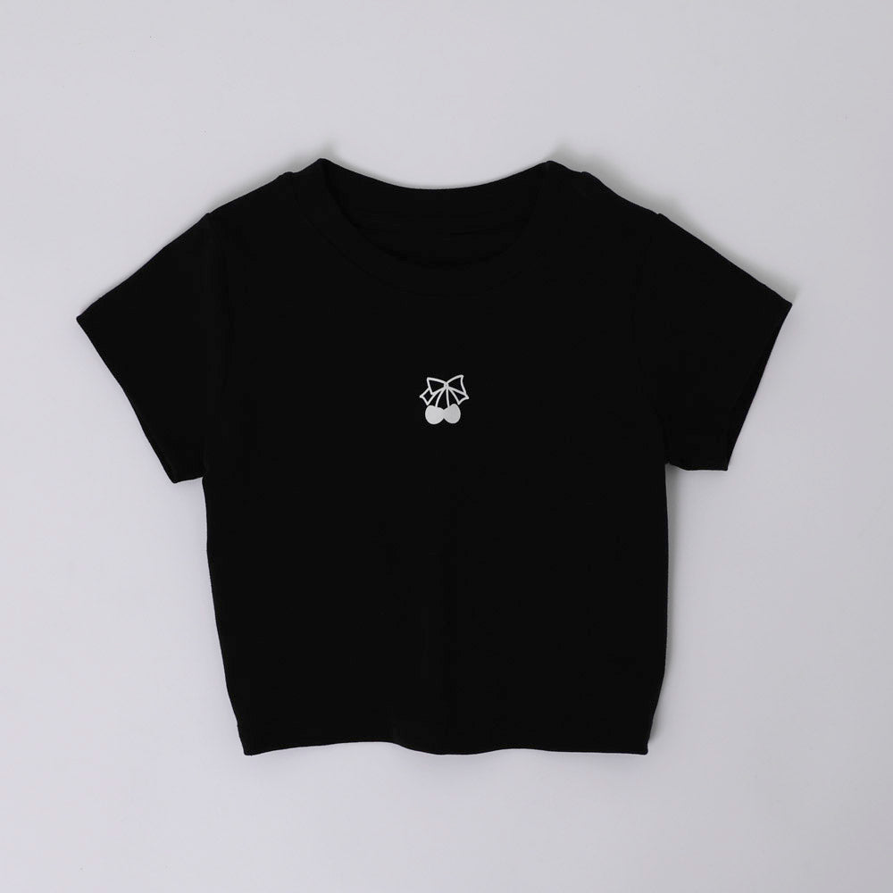 バックオープンフロントチェリーロゴミニTシャツ