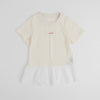 カットワークレースフリルドッキングTシャツ