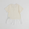 カットワークレースフリルドッキングTシャツ