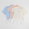 カットワークレースフリルドッキングTシャツ