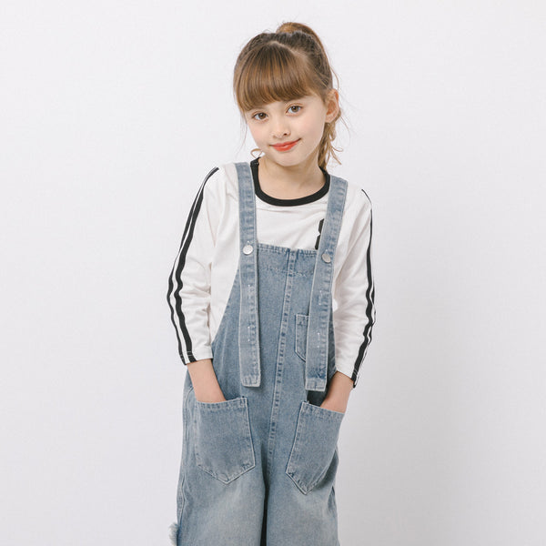 フリンジバタフライデザインデニムサロペット