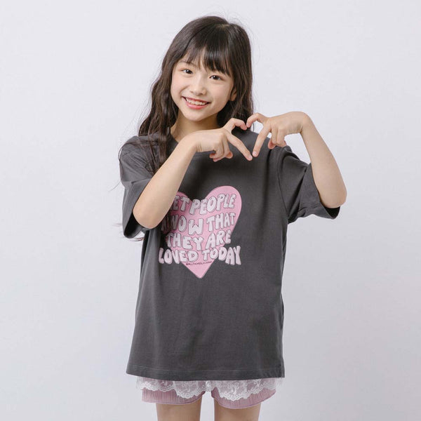 ハートテキストロゴプリントTシャツ