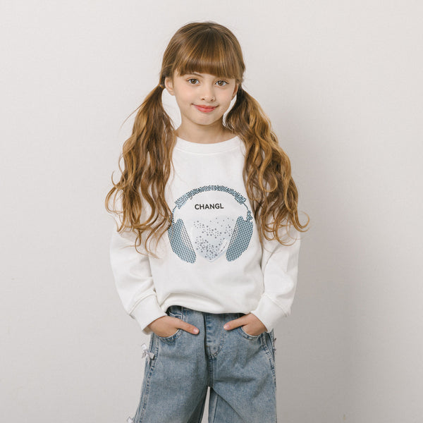 ラインストーンデザインプリントトレーナー