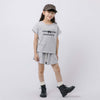 【2点セット】フロントロゴプリントフレンチスリーブトップス＋フレアショートパンツ