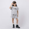 【2点セット】フロントロゴプリントフレンチスリーブトップス＋フレアショートパンツ