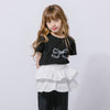 【2点セット】リボンプリントクロップドTシャツ＋フリルドッキングパンツ