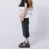 【2点セット】リボンプリントクロップドTシャツ＋フリルドッキングパンツ