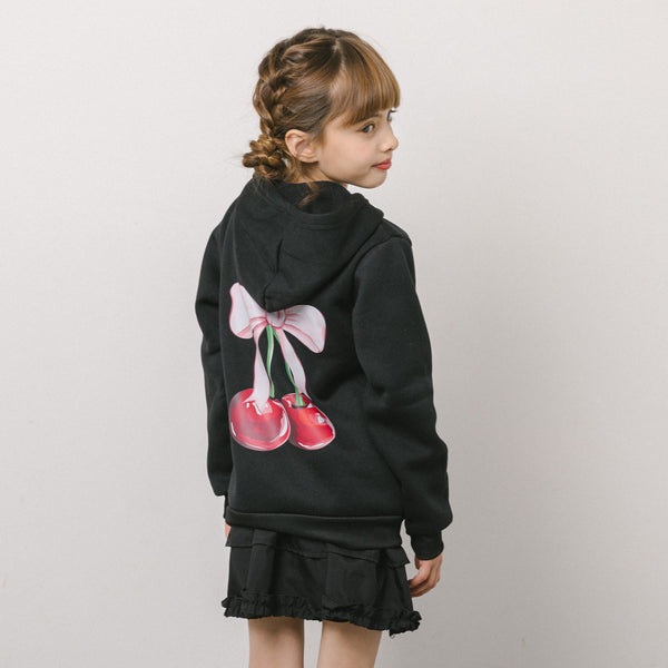 リボンチェリーバッグロゴプリントフーディ