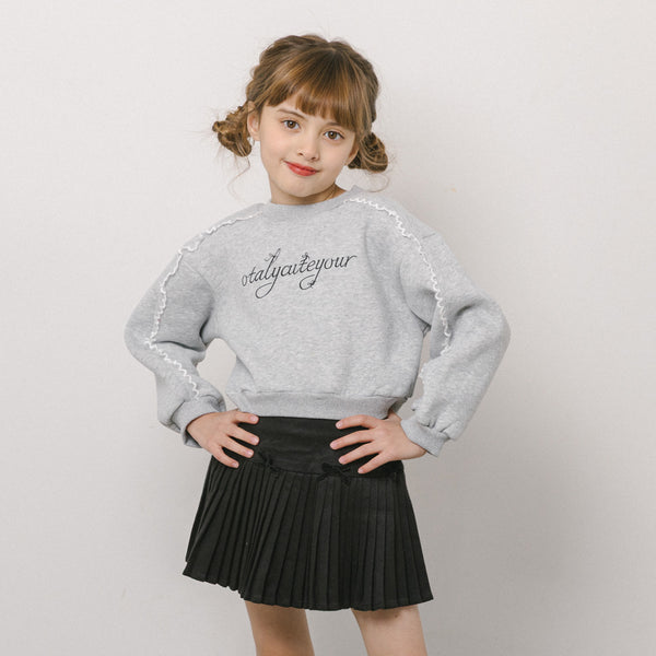 サイドフリルデザインフレンチロゴ刺繍トレーナー