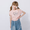 【2点セット】サイドギャザーハートTシャツ＋アシンメトリーダメージデニムスカート