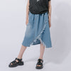 【2点セット】サイドギャザーハートTシャツ＋アシンメトリーダメージデニムスカート