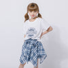 【2点セット】ロゴプリントTシャツ＋巻きシャツ風スカート