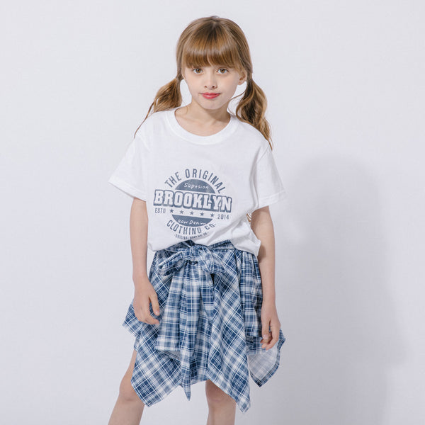 【2点セット】ロゴプリントTシャツ＋巻きシャツ風スカート