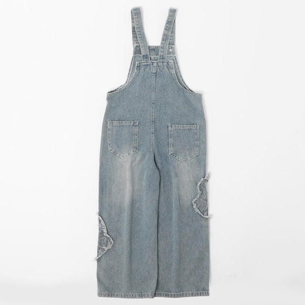 フリンジバタフライデザインデニムサロペット