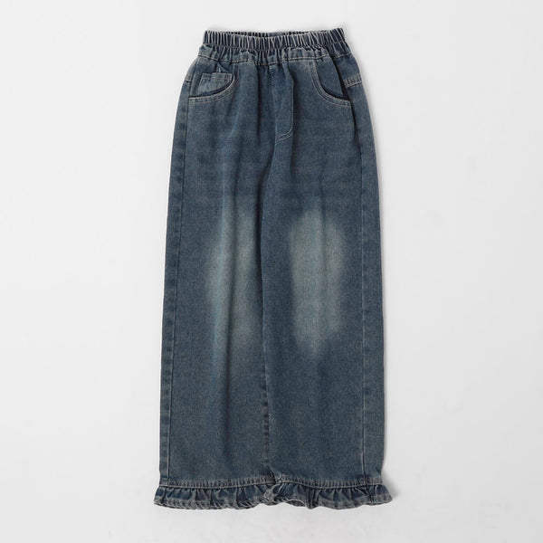 フリルルーズストレートデニムパンツ