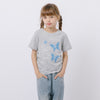 レースフリルバタフライロゴプリントギャザーTシャツ