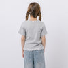 レースフリルバタフライロゴプリントギャザーTシャツ