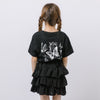【2点セット】バタフライロゴプリントTシャツ＋ティアードスカート
