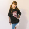 ハートレコードプリントチュールドッキングTシャツ