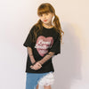 ハートレコードプリントチュールドッキングTシャツ