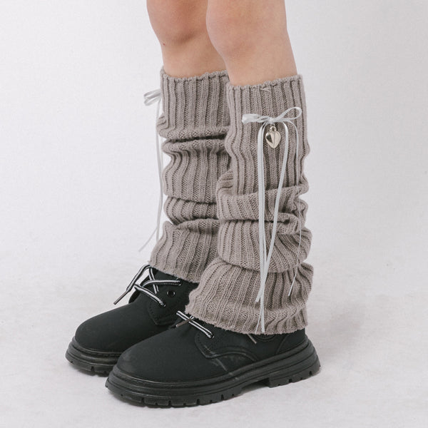 ハートチャームリボンレッグウォーマー