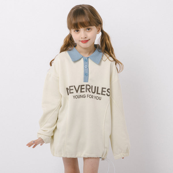 デニムカラーフロントロゴトレーナー