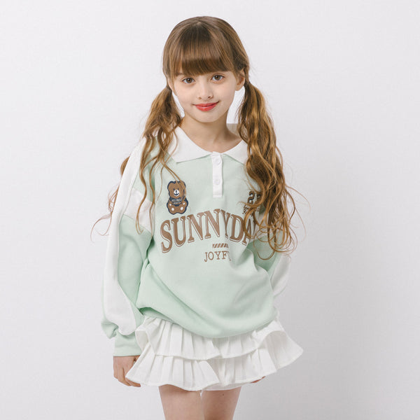 バイカラーラインデザインフロントロゴオーバーサイズトレーナー