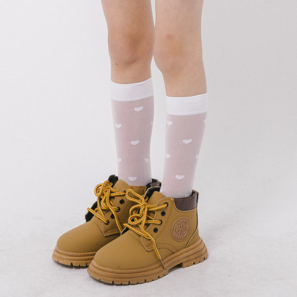 シースルーハートドットデザインハイソックス3足セット