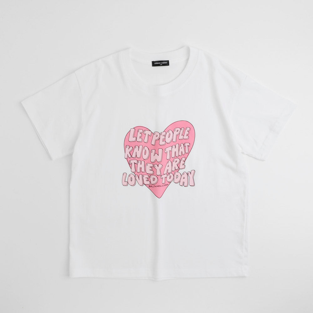 ハートテキストロゴプリントTシャツ