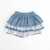 【CHIPIE/シピ】レースツーティアリボンデニムフリルショートパンツ