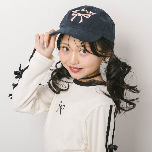 フレンチリボン刺繍キャップ