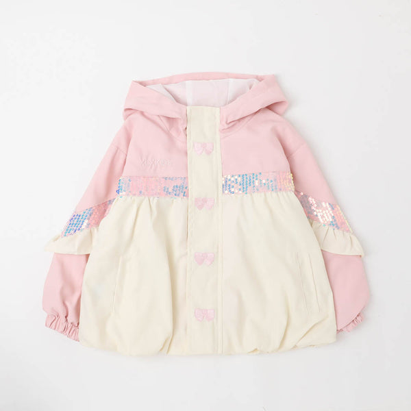 リボン刺繍スパンコールナイロンジャケット