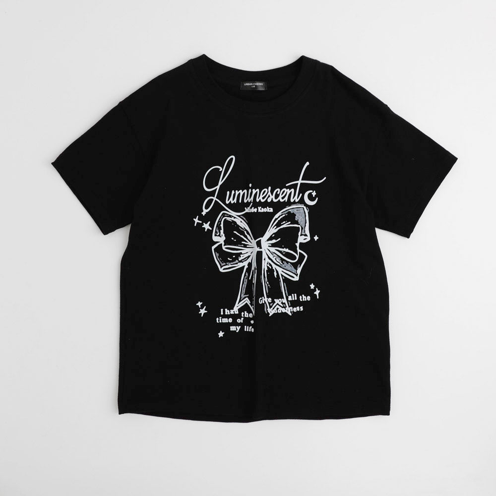 リボンロゴプリントオーバーサイズTシャツ