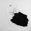 【2点セット】バタフライロゴプリントTシャツ＋ティアードスカート