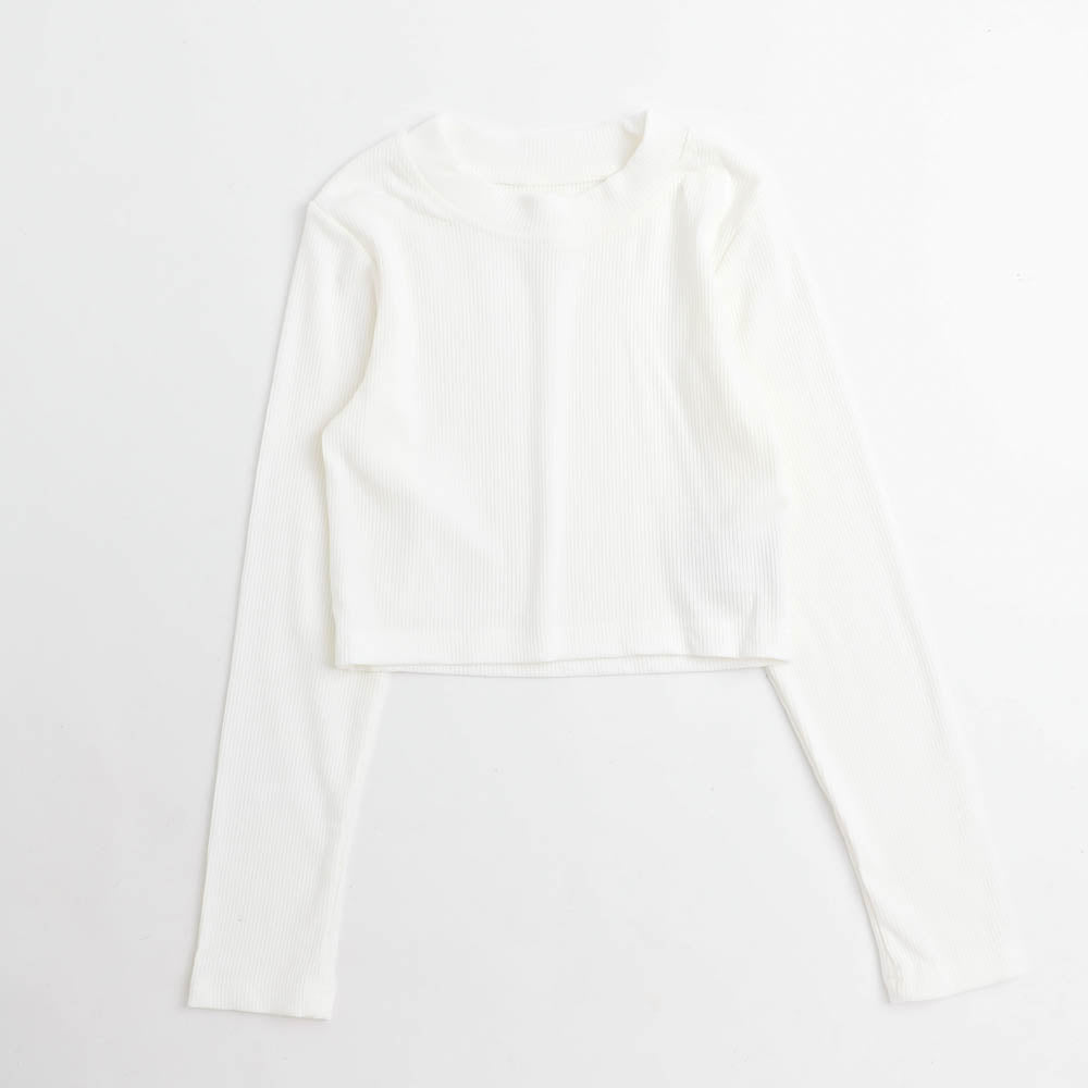 クロップドリブカラートップス