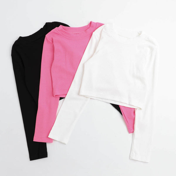 クロップドリブカラートップス