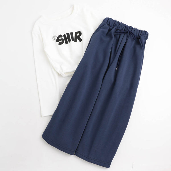 【2点セット】クロップドロゴトップス＋サイドラインパンツ