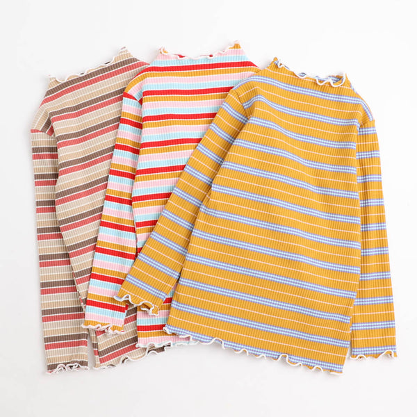 マルチボーダーリブメロウトップス