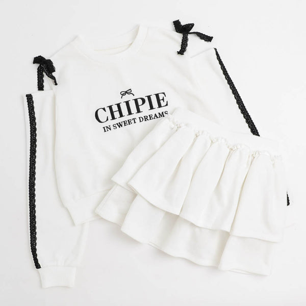 【CHIPIE/シピ】レースリボンカットショルダートップス+ティアードスカート