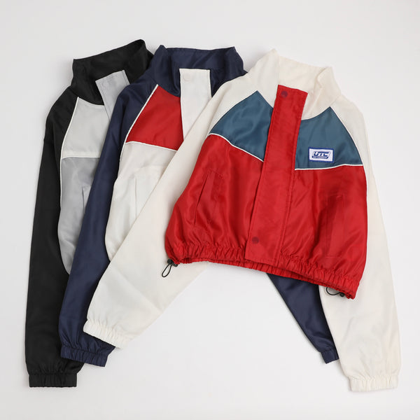 【U.TRACK/ユードットトラック】スタンドカラー配色ジップブルゾン