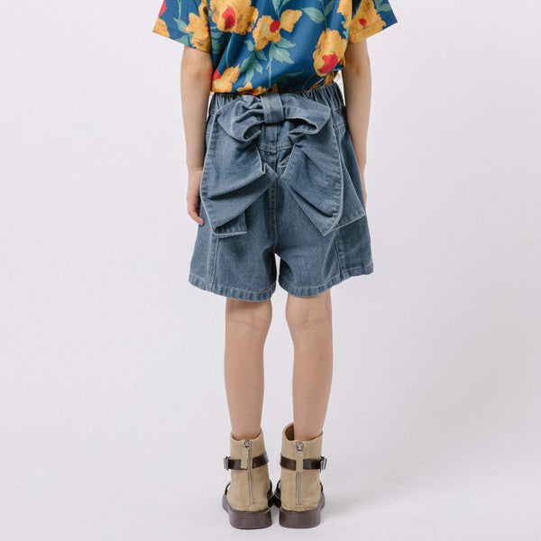 バックリボンデニムショートパンツ