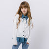 チェックシャツドッキングフロントリボントップス