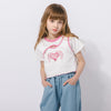 【綿100％/吸水速乾】ハートエンジェルラメプリントカットクロップドTシャツ