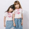 【綿100％/吸水速乾】ハートエンジェルラメプリントカットクロップドTシャツ