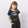 【綿100％/吸水速乾】ハートエンジェルラメプリントカットクロップドTシャツ