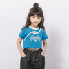 【綿100％/吸水速乾】ハートエンジェルラメプリントカットクロップドTシャツ