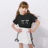 【2点セット】リボンプリントTシャツ＋サイドラインスカート