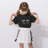 【2点セット】リボンプリントTシャツ＋サイドラインスカート