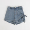 サイドギャザーデニムミニスカパン