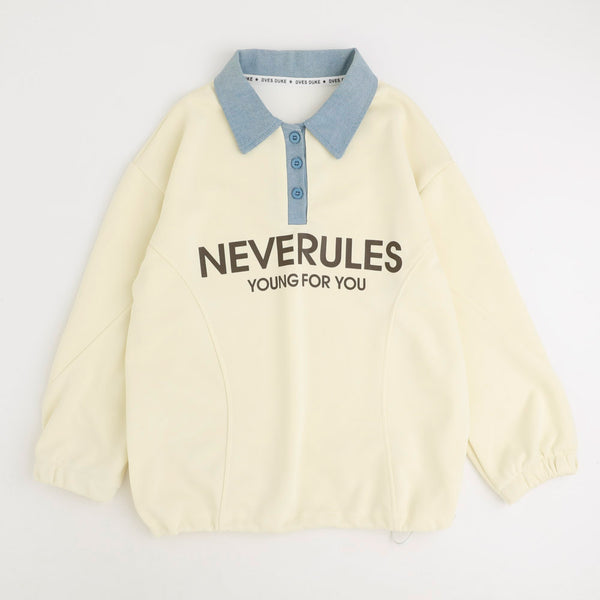 デニムカラーフロントロゴトレーナー